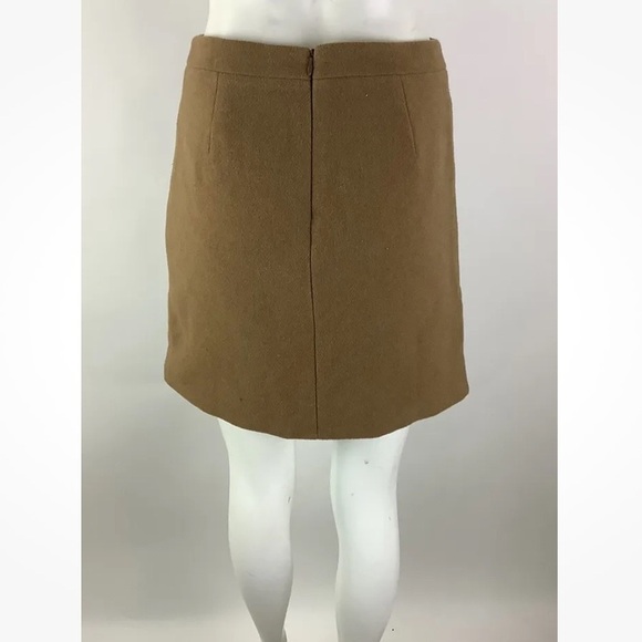 J Crew Sz 0 Ruffle Front A-Line Skirt Camel Brown Wool Polyester Business - Picture 4 of 7